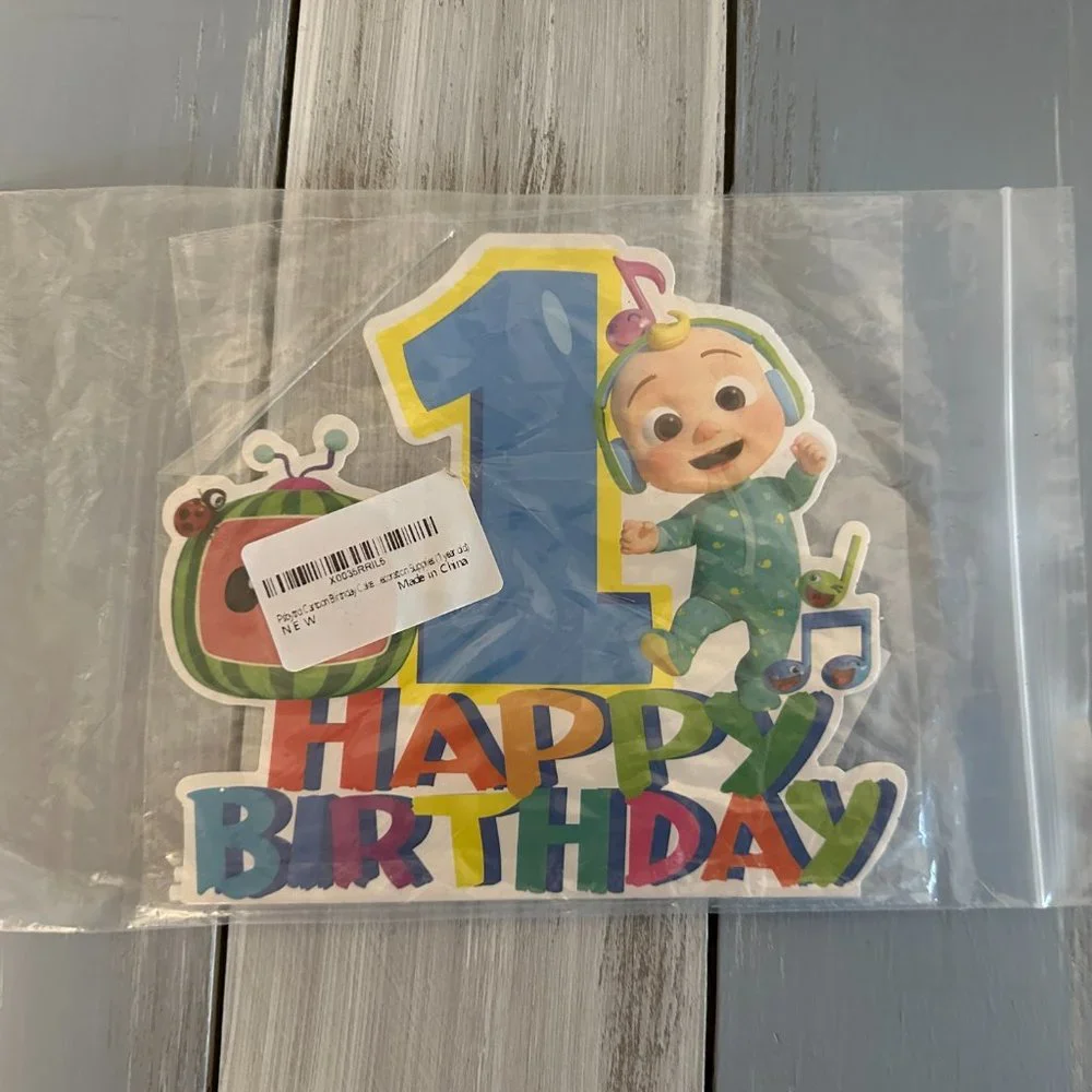 NIP! Large Cake Topper Baby's First 1st Birthday Happy. Too Cute!!